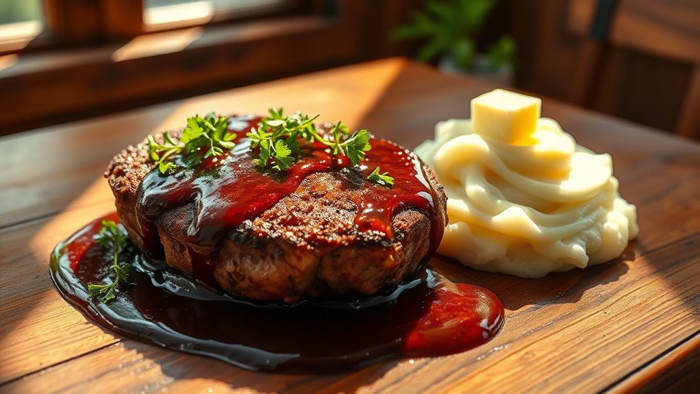 herb infused steak with gravy