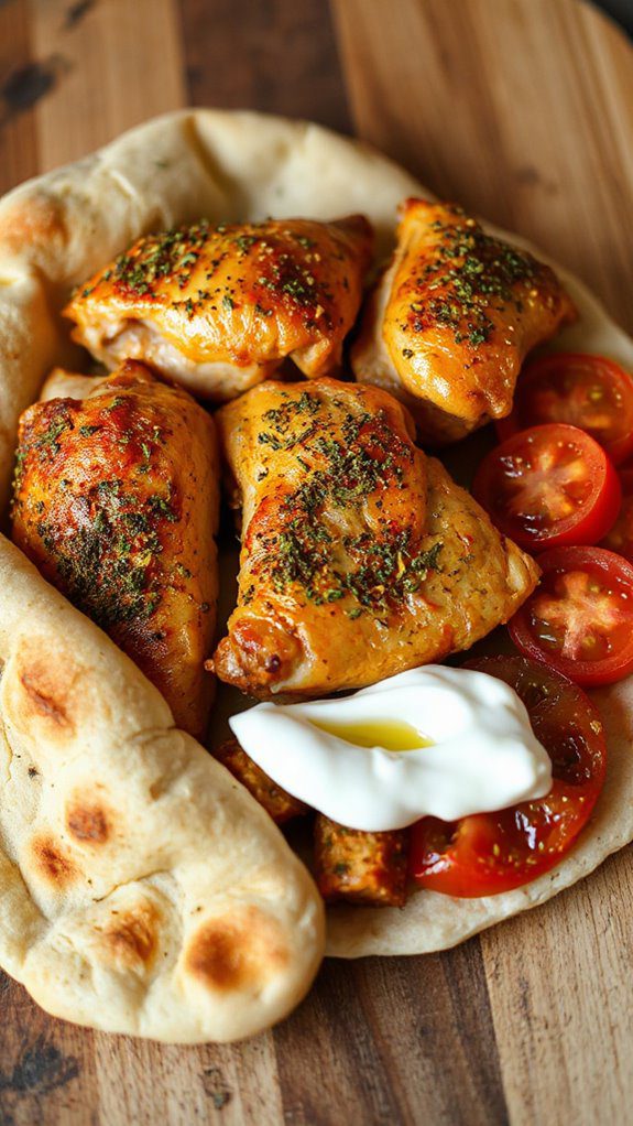 herb seasoned chicken flatbreads