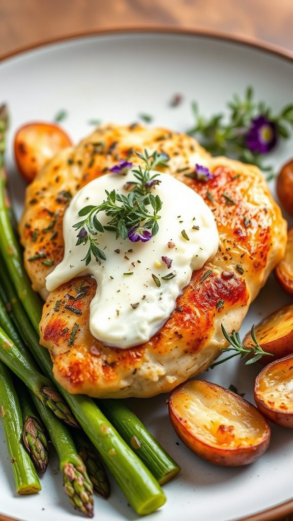 herb stuffed chicken dish