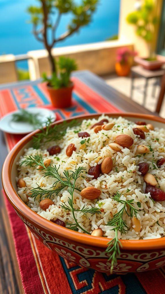 herbed rice with toppings