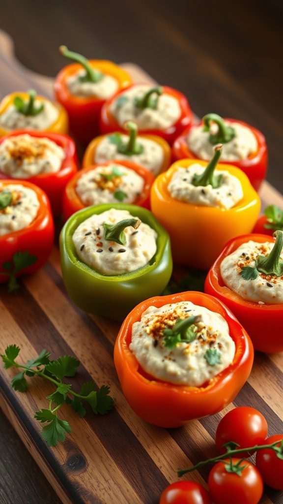 hummus filled bell pepper dish hummus filled bell pepper dish