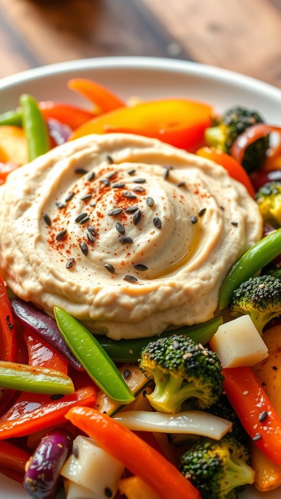 hummus with vegetable stir fry hummus with vegetable stir fry