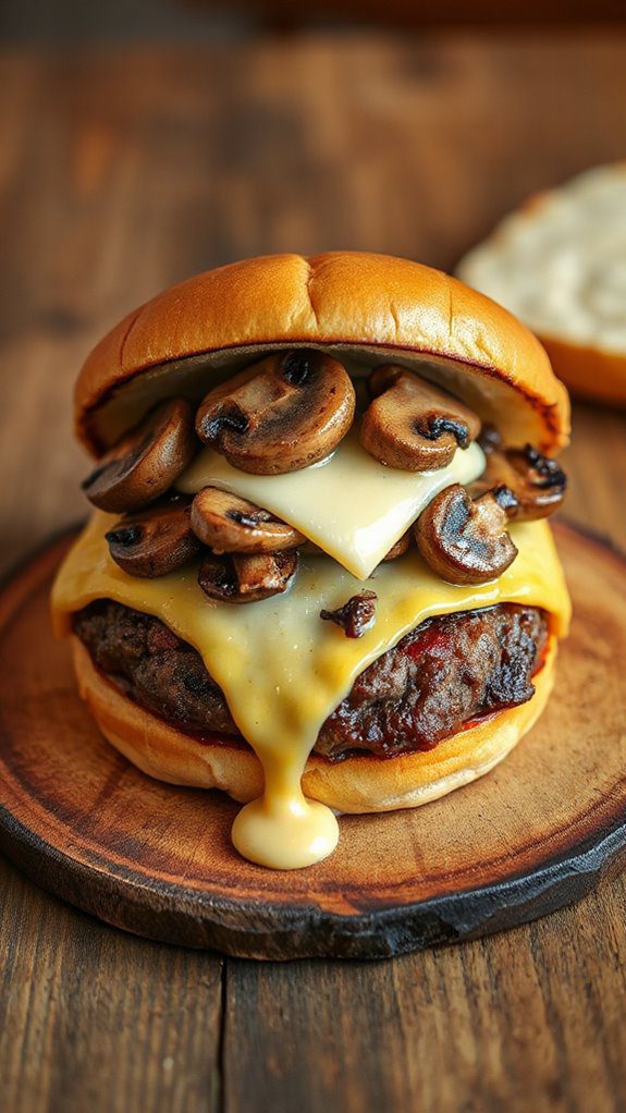 juicy mushroom and swiss burgers