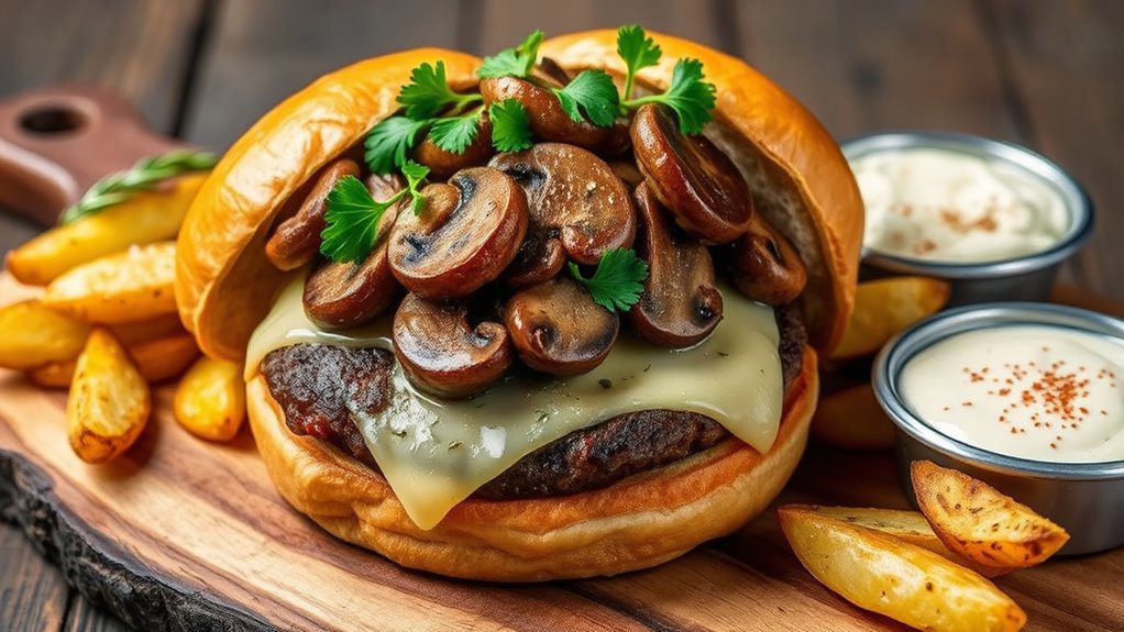 juicy mushroom topped burger
