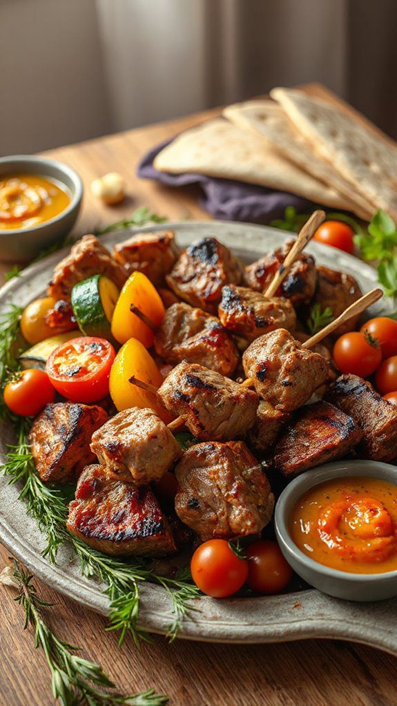 lamb and vegetable skewers