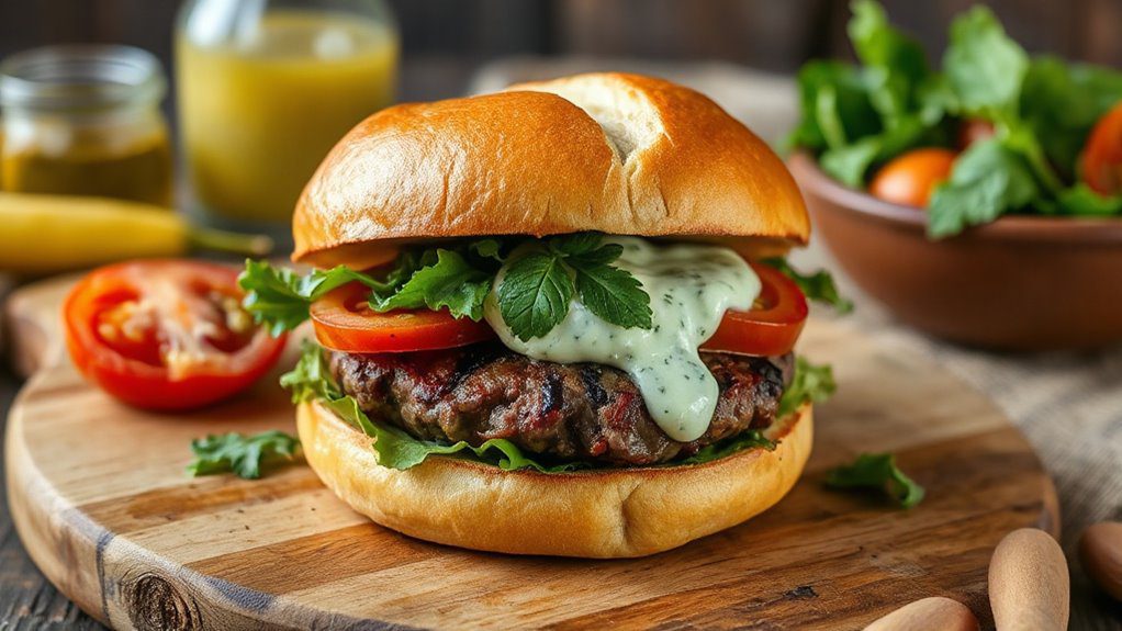 lamb burger with tzatziki lamb burger with tzatziki