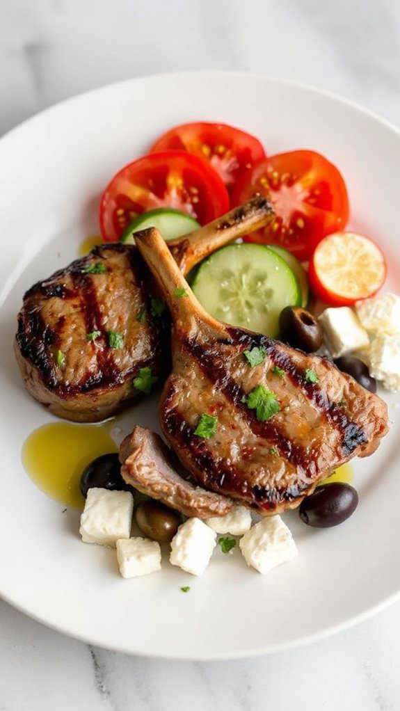 lamb chops with salad