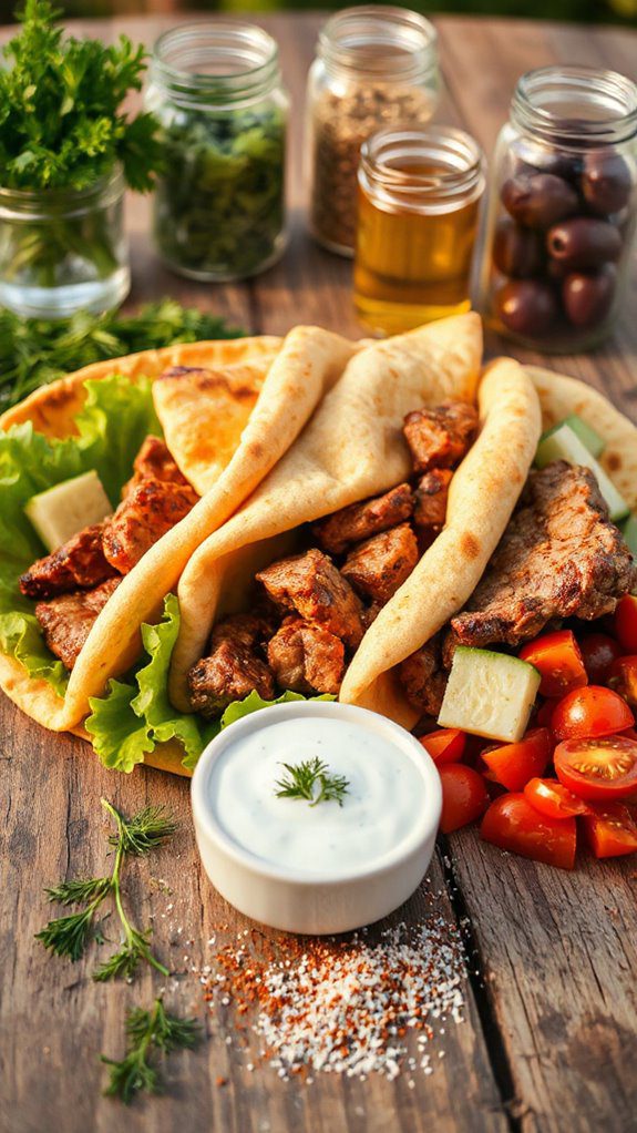 lamb gyros with sauce