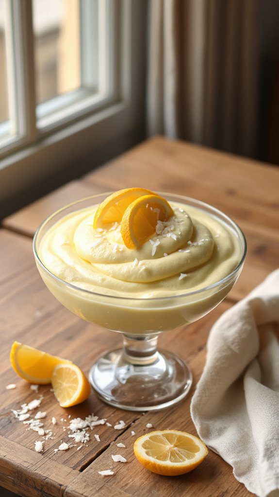 lemon flavored coconut dessert mousse