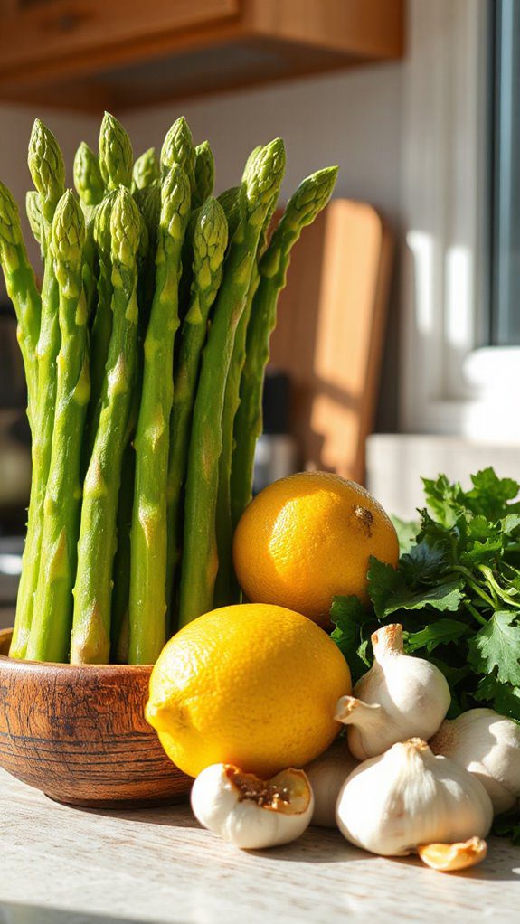 lemon garlic flavored asparagus dish