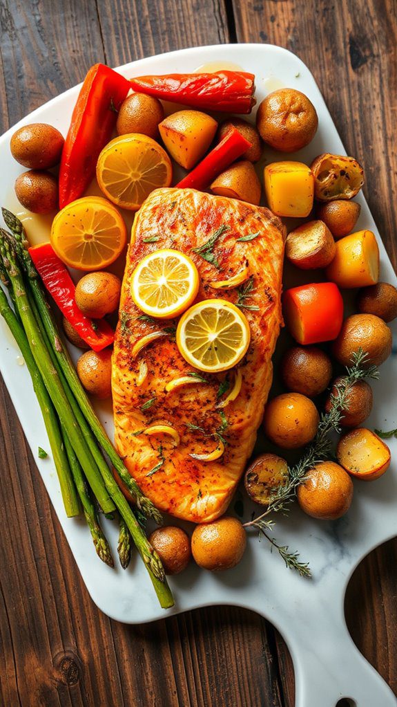 lemon garlic salmon and veggies lemon garlic salmon and veggies