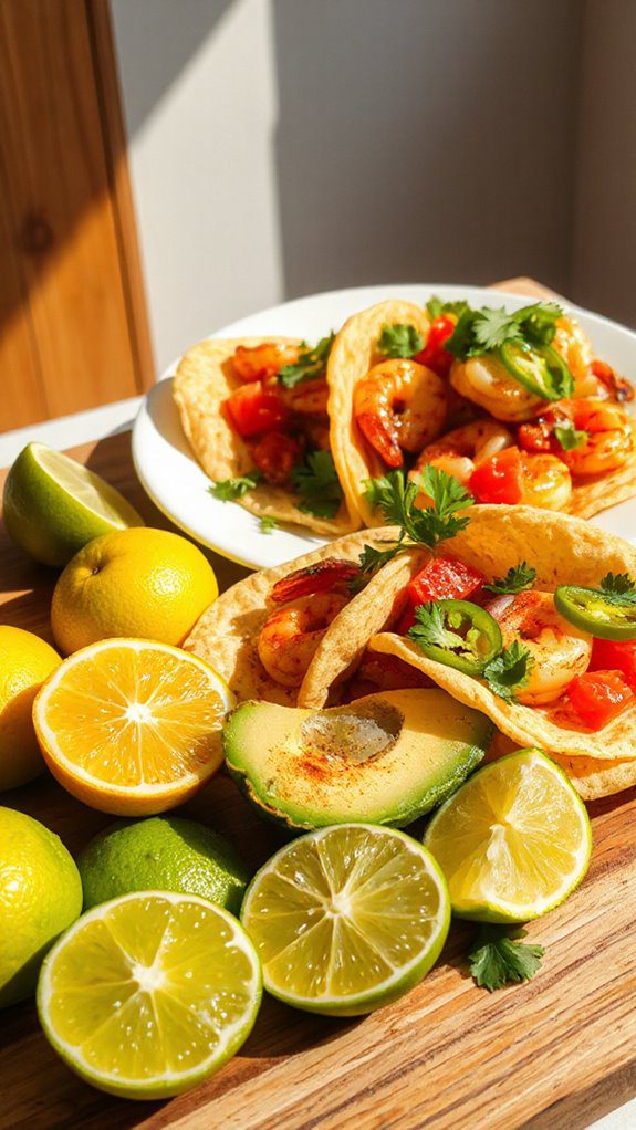lime avocado shrimp tacos