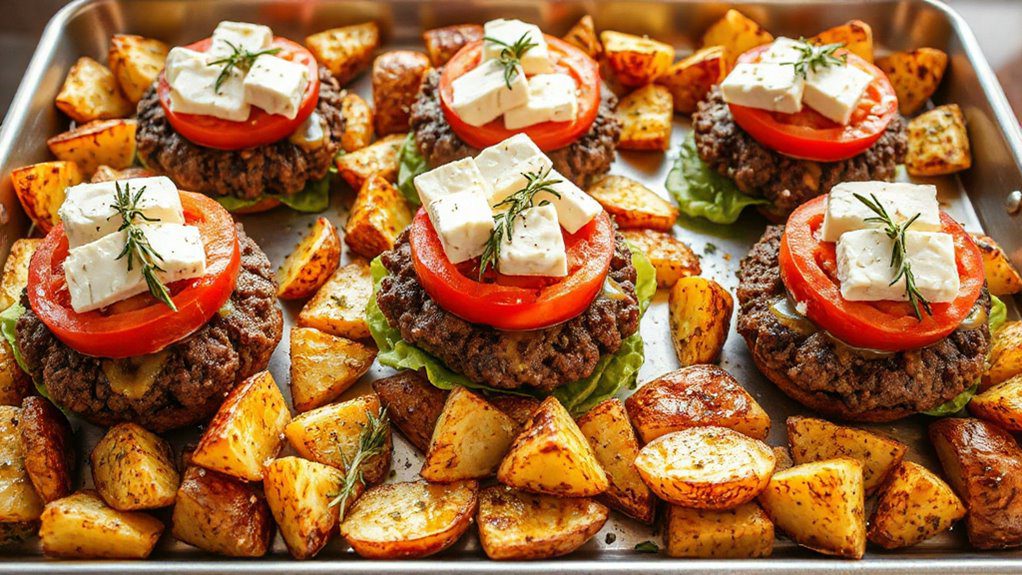 mediterranean burger with potatoes