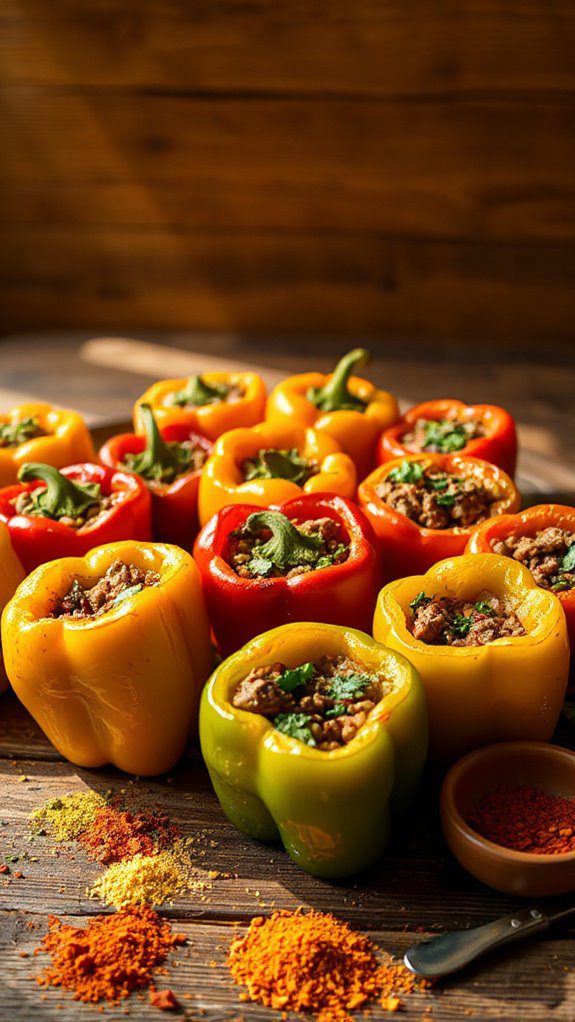 microwave cooked stuffed peppers