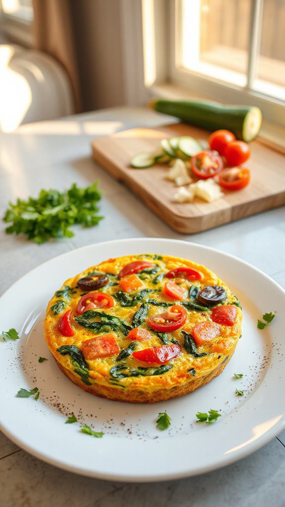 microwave cooked vegetable frittata