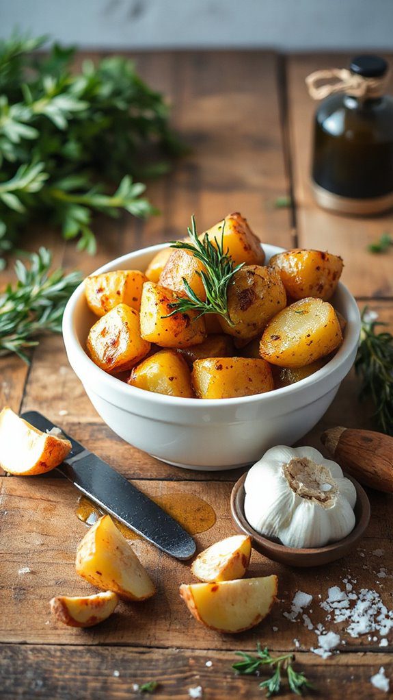 microwave garlic herb potatoes