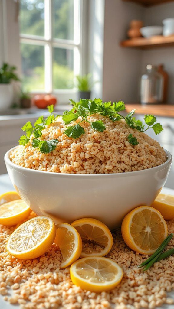 microwave lemon herb quinoa