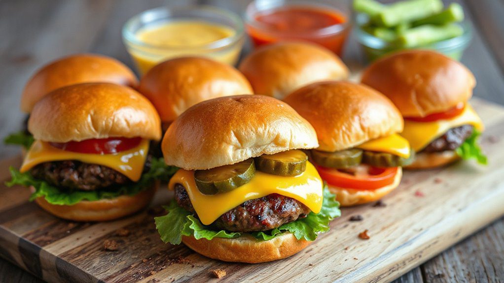 miniature cheeseburger sandwiches