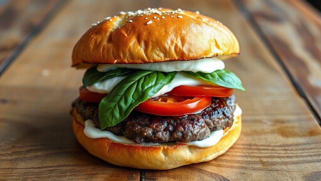 mozzarella topped caprese burger mozzarella topped caprese burger
