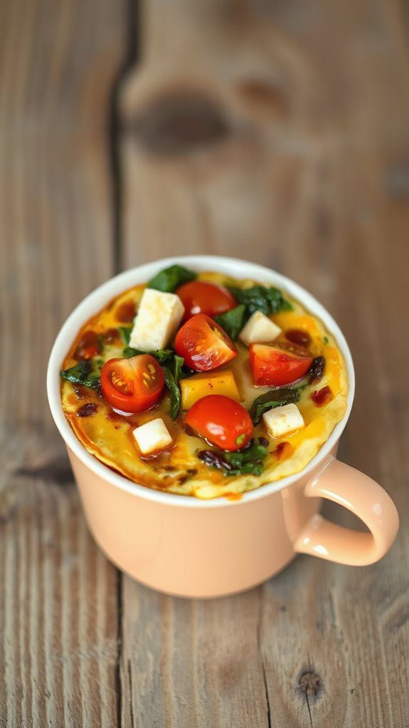 mug based vegetable cheese frittata