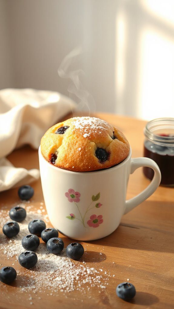 mug cake with blueberries
