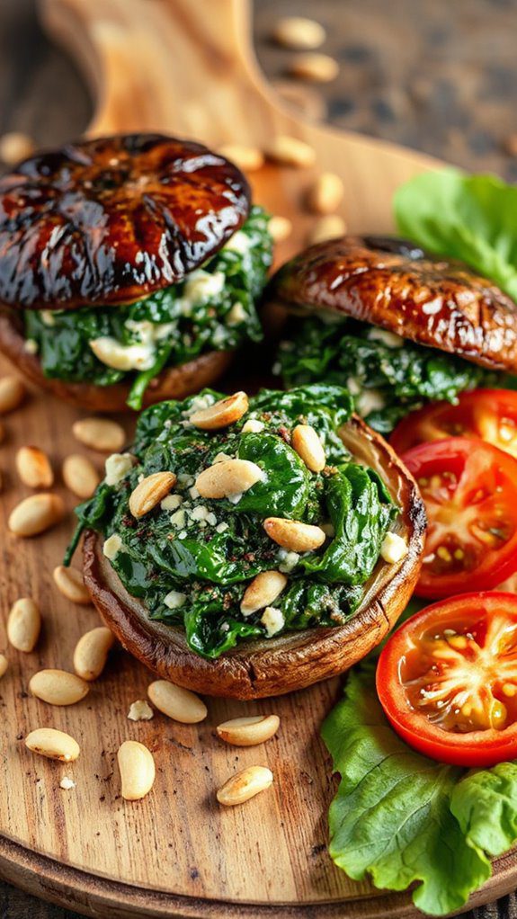 mushroom spinach stuffed burgers mushroom spinach stuffed burgers