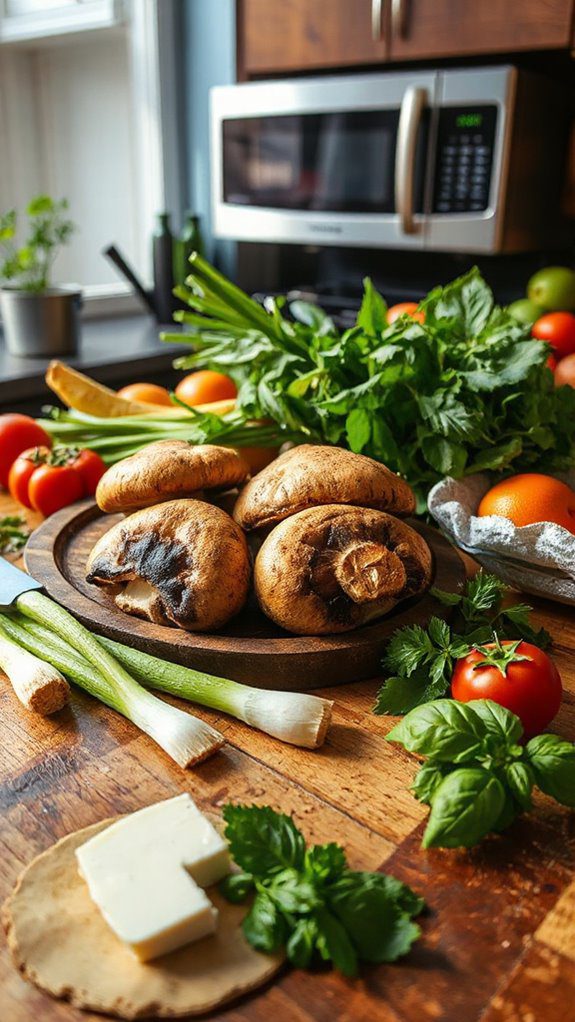 mushrooms filled and microwaved