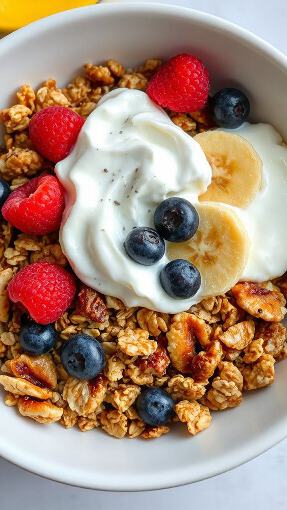 nutritious granola with yogurt