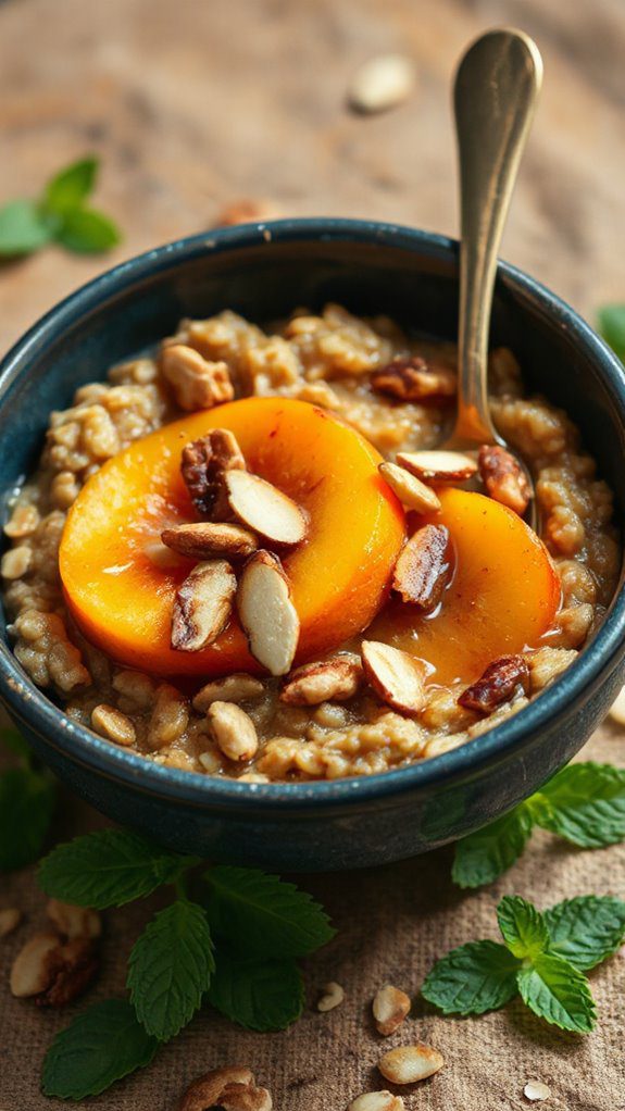 nutty peach oatmeal dish