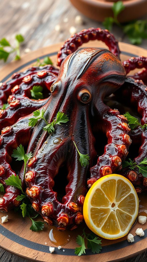 octopus drizzled with oil