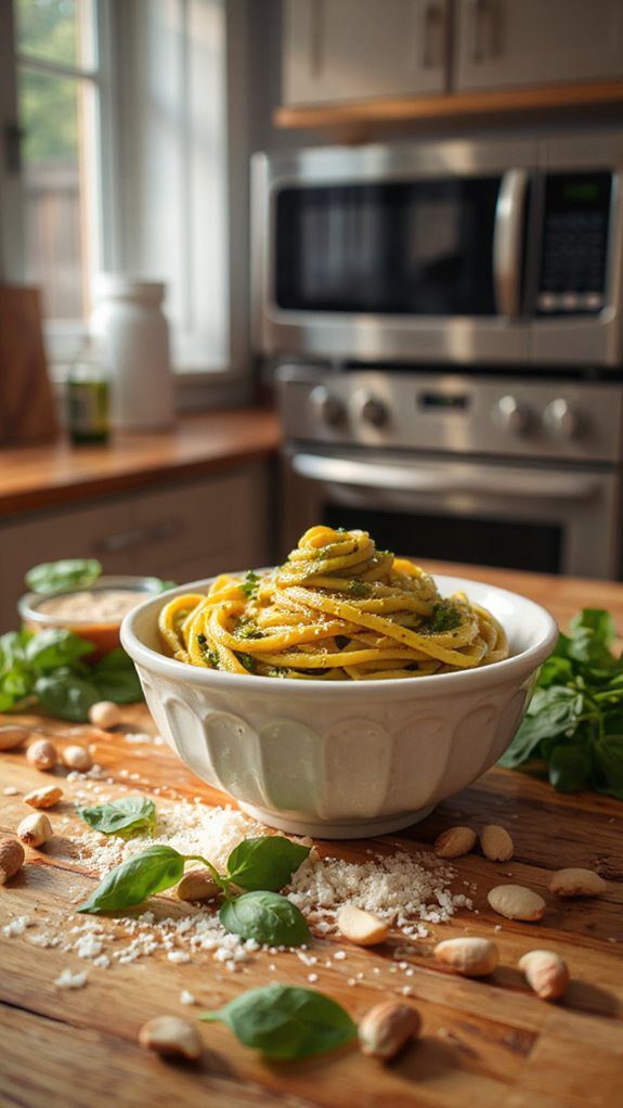 pasta with pesto sauce
