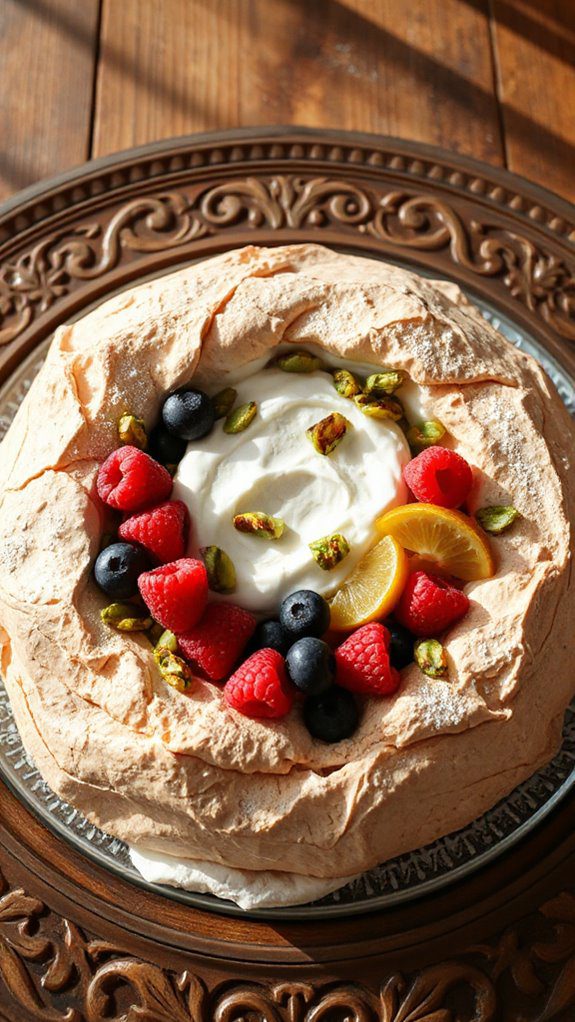 pavlova with pistachio toppings