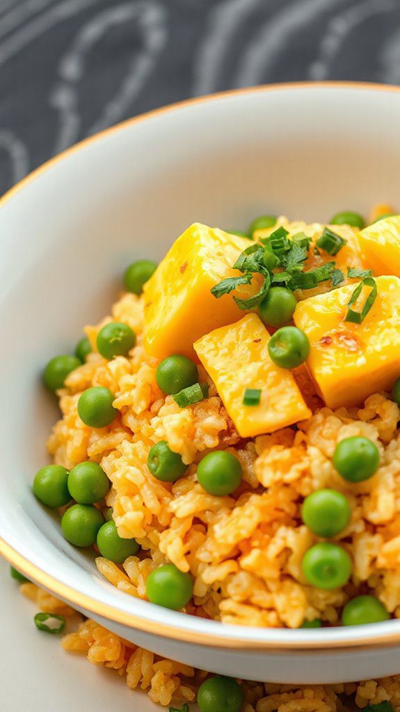 peas and egg fried rice