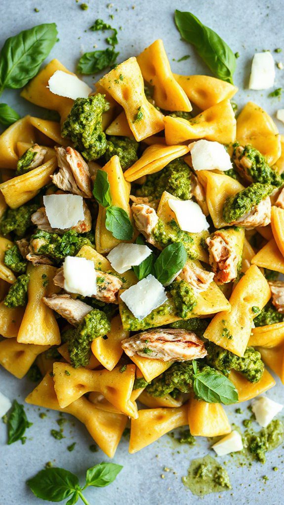 pesto chicken bowtie pasta