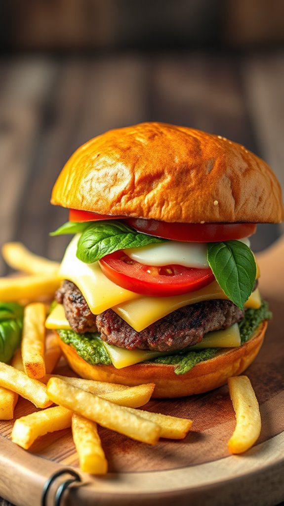 pesto flavored italian burger creation pesto flavored italian burger creation