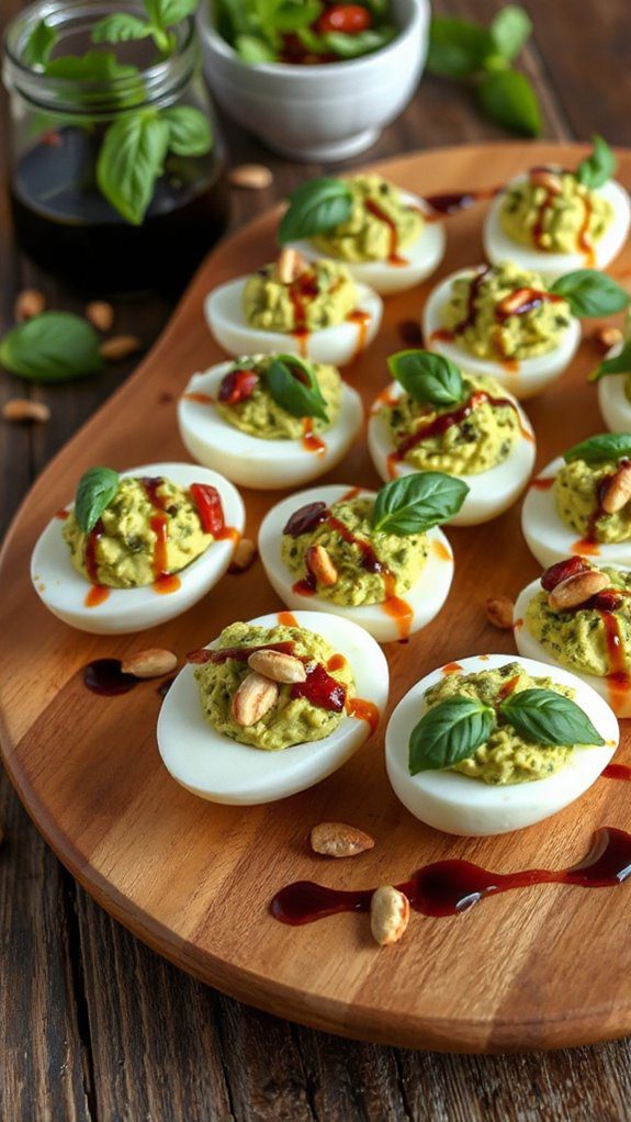 pesto infused deviled eggs pesto infused deviled eggs