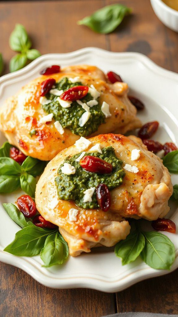 pesto stuffed chicken thighs