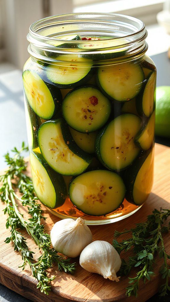 pickled zucchini with herbs