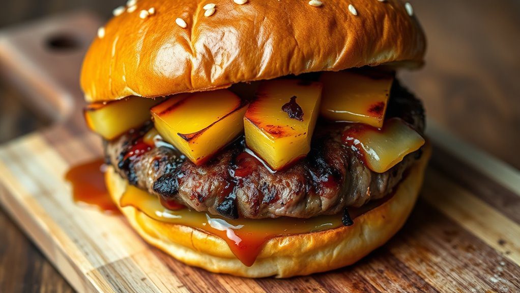 pineapple filled teriyaki burger