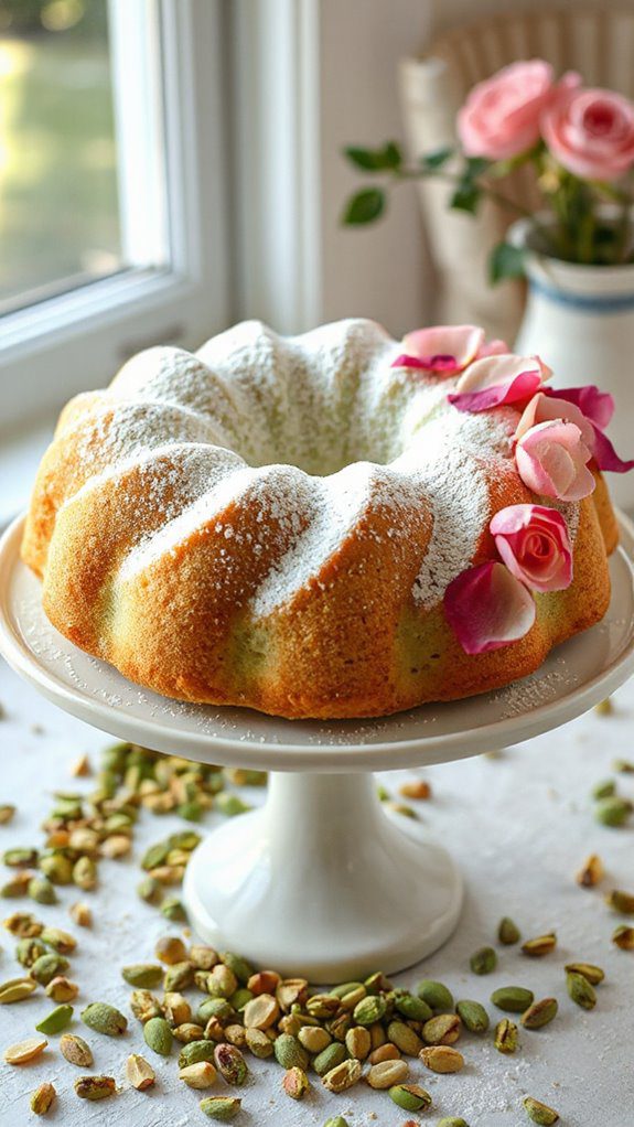 pistachio and rose cake