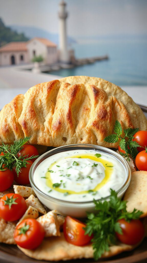pita bread and tzatziki