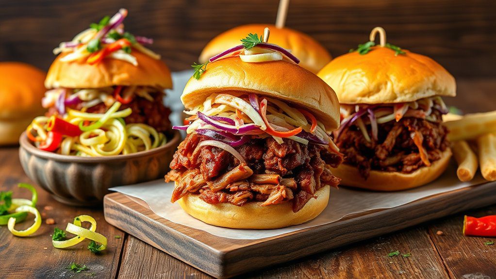 pulled pork slaw burgers