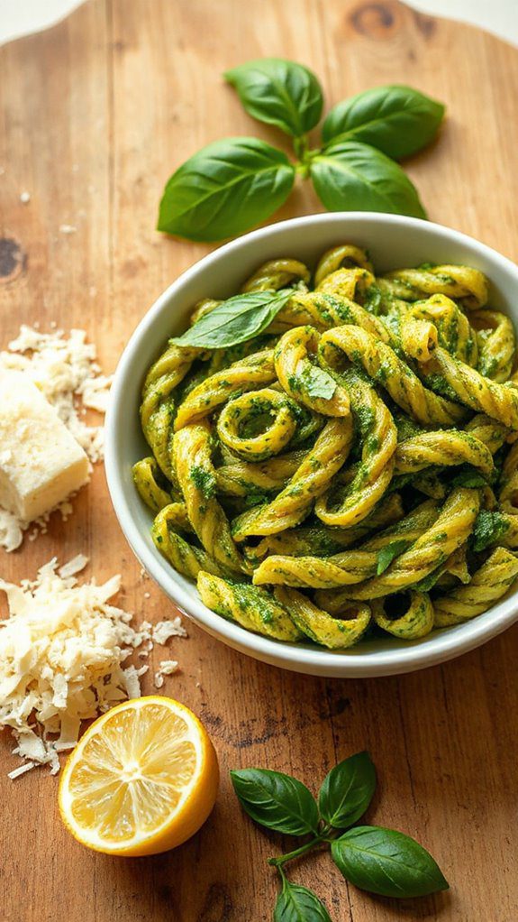 quick microwave pesto pasta