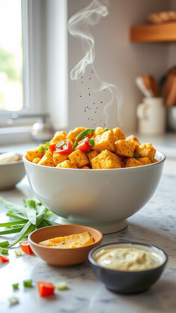 quick microwave tofu scramble