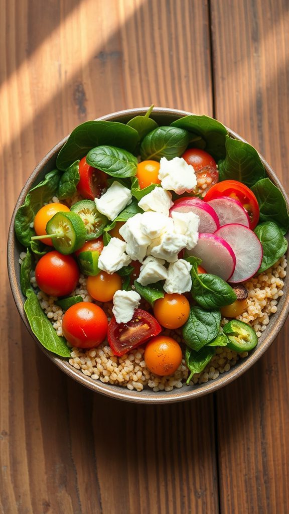 quinoa bowl with goat cheese