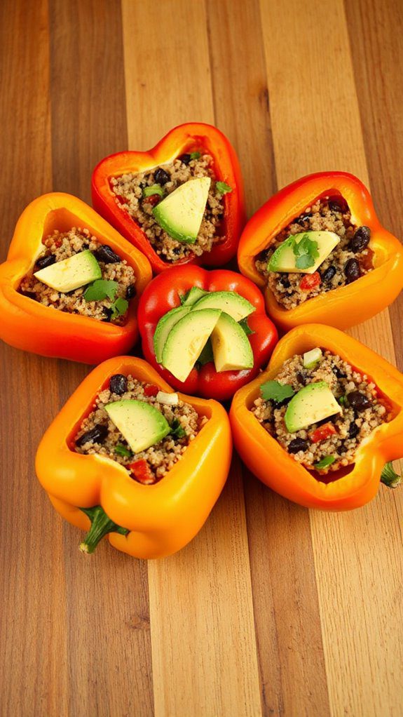 quinoa stuffed black bean peppers