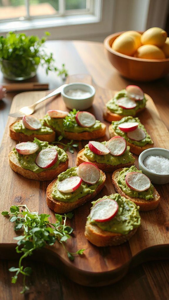 radish topped avocado toast