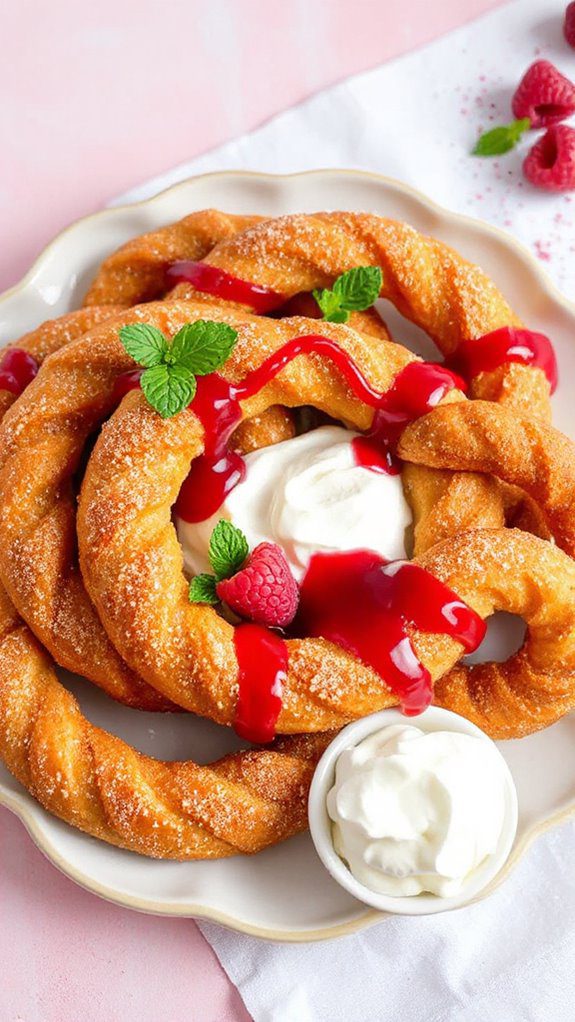 raspberry filled cinnamon churros
