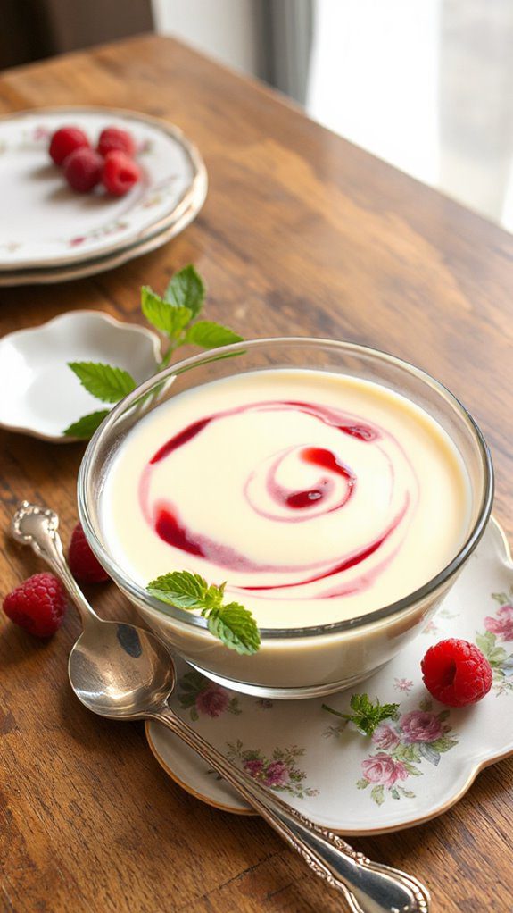raspberry infused creamy custard