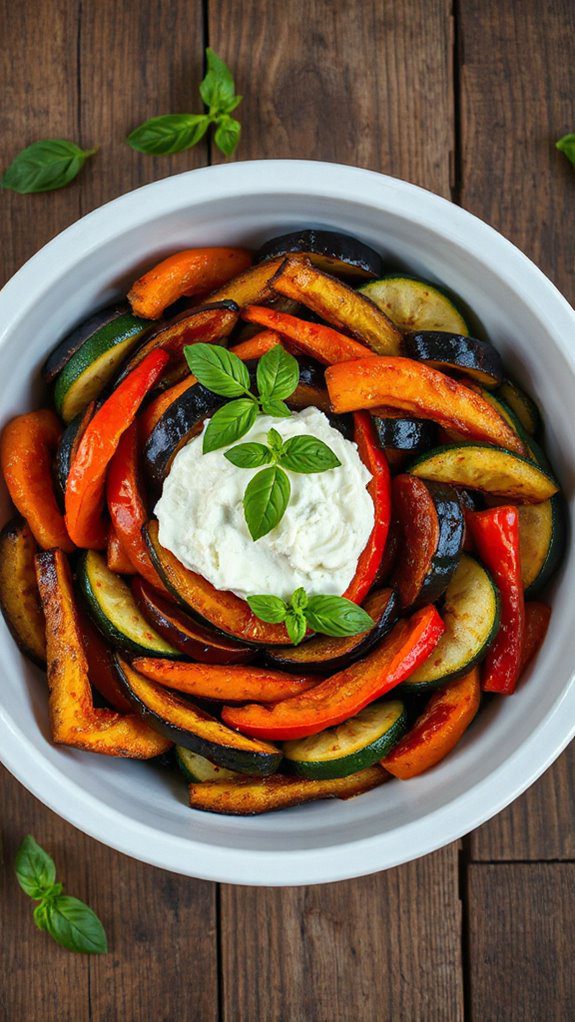 ratatouille topped with ricotta ratatouille topped with ricotta